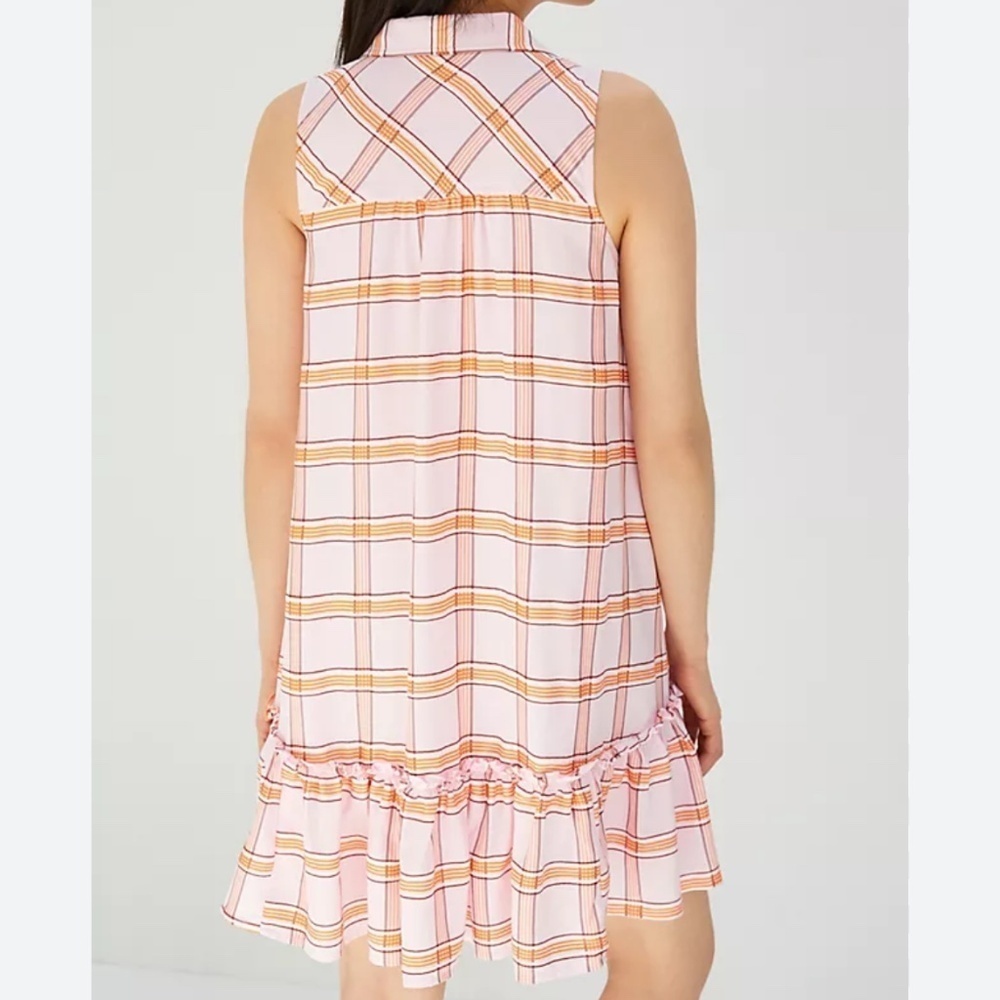 Maeve by Anthropologie Flounced Mini Dress Pink Plaid - SZ L - Picture 3 of 10